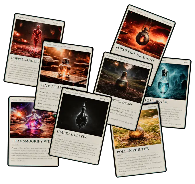 Reference potion card render showing rules-ready table card information