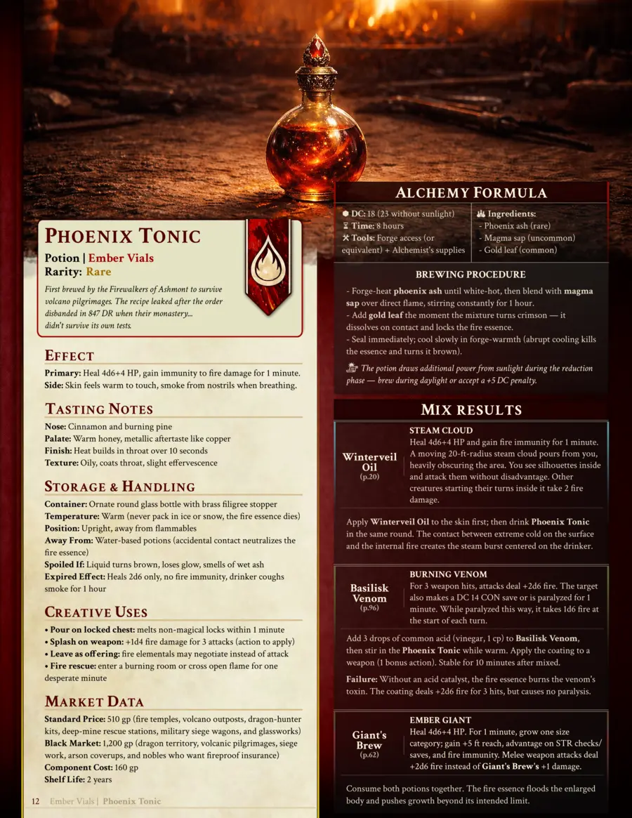 Phoenix Tonic sample book page