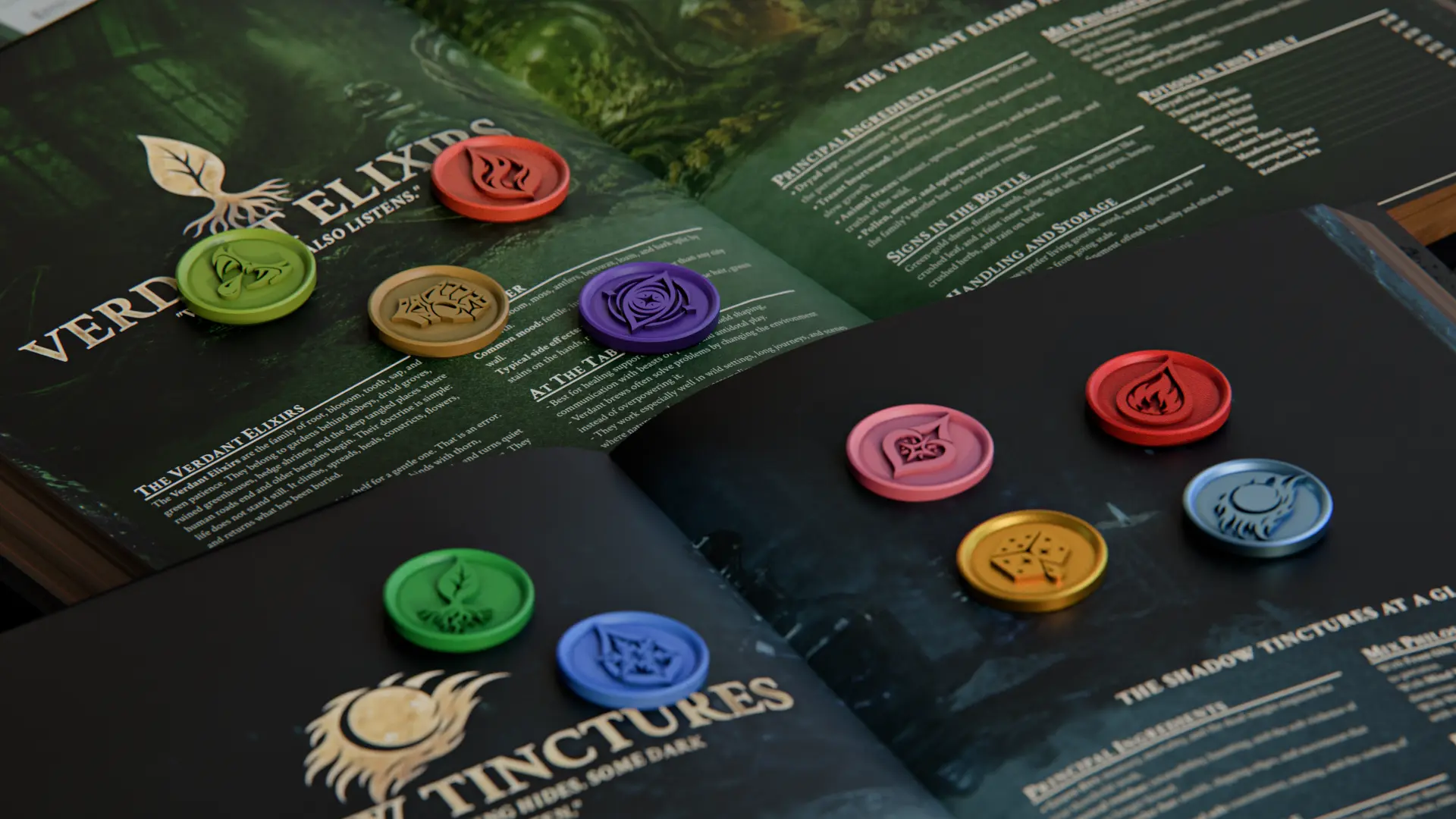 Mono-color STL potion family tokens preview