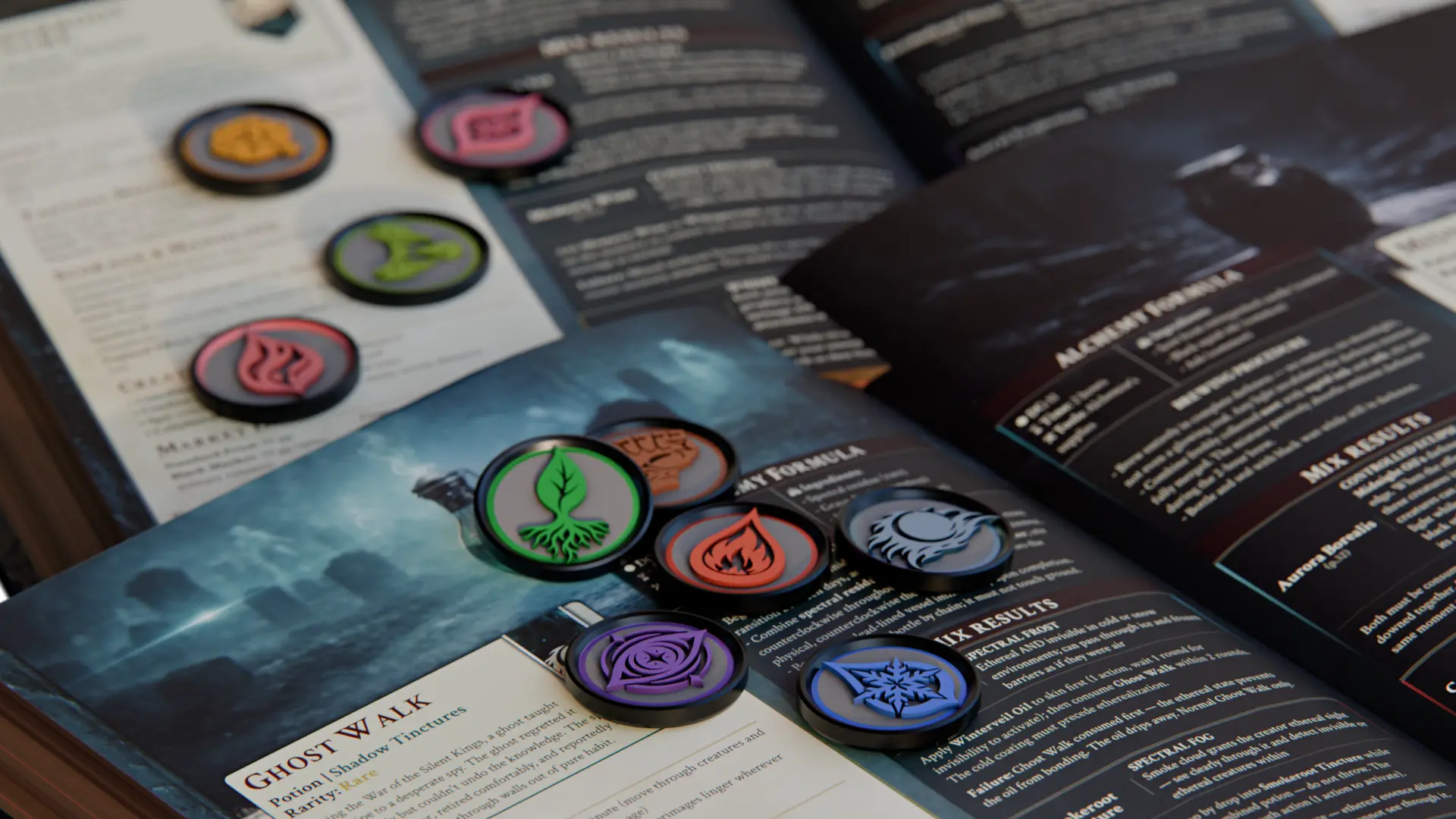 Multicolor AMS-compatible STL potion family tokens preview