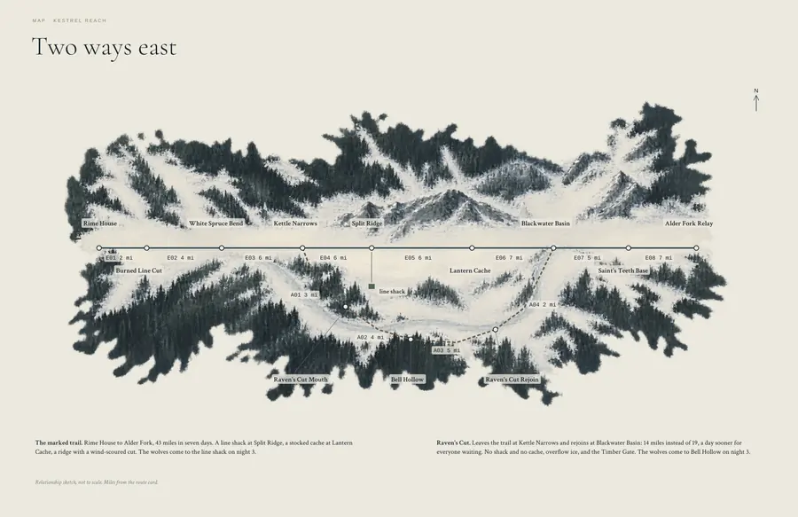 Spread: Two ways east, the route map